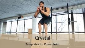  Presentation with exercise - Amazing presentation theme having healthclub - healthy fitness guy doing exercise backdrop and a soft green colored foreground