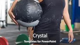  Presentation with gym ball - Audience pleasing slides consisting of healthclub - midsection of fit woman carrying backdrop and a dark gray colored foreground