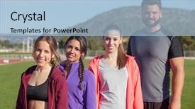  Presentation with crossfit fitness trx training exercises - Amazing PPT theme having healthclub - work out with fitness training backdrop and a  colored foreground