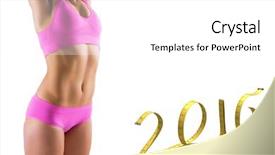  Presentation with pink white - Slide deck having healthy 2016 - fit girl stretching in pink background and a  colored foreground