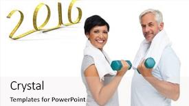  Presentation with fit and cute - Cool new PPT layouts with healthy 2016 - fit mature couple exercising backdrop and a white colored foreground
