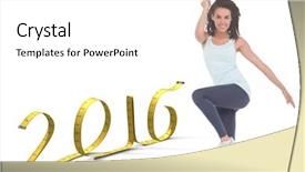  Presentation with exercise - Audience pleasing presentation design consisting of healthy 2016 - fit woman doing aerobic exercise backdrop and a white colored foreground