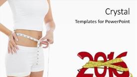  Presentation with geodetic engineering surveying measuring equipment - Beautiful slide deck featuring healthy 2016 - midsection of woman measuring waist backdrop and a white colored foreground