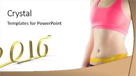  Presentation with measuring - Presentation theme consisting of healthy 2016 - sporty woman measuring waist background and a white colored foreground