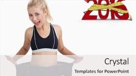  Presentation with weight loss lose text - Amazing slide set having healthy 2016 - thin woman wearing old pants backdrop and a white colored foreground
