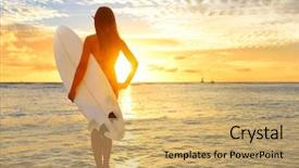  Presentation with water sports - PPT theme with healthy active lifestyle water sports background and a yellow colored foreground