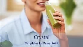  Presentation with healthy food - Beautiful theme featuring healthy-adult-woman-with-green backdrop and a light blue colored foreground