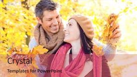  Presentation with romantic love - Audience pleasing slide set consisting of healthy adults - happy playful romantic love couple backdrop and a coral colored foreground