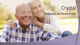  Presentation with active seniors senior couple - Slide deck featuring healthy adults - senior couple relaxing in autumn background and a lemonade colored foreground