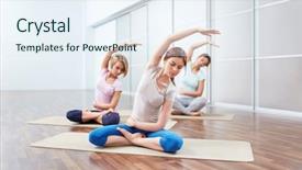  Presentation with yoga for stress management - Audience pleasing slide deck consisting of healthy adults - young attractive woman do yoga backdrop and a  colored foreground