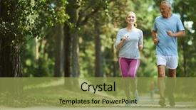 Presentation with aged - Amazing PPT layouts having healthy aged couple running backdrop and a gold colored foreground
