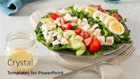  Presentation with diet low carb - Slide set with healthy-american-cobb-salad background and a coral colored foreground