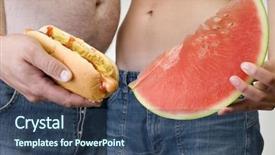  Presentation with healthy food - Slide set having healthy and unhealthy diet background and a ocean colored foreground