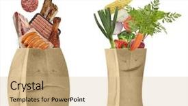  Presentation with healthy food - Cool new PPT theme with healthy and unhealthy food concept backdrop and a coral colored foreground