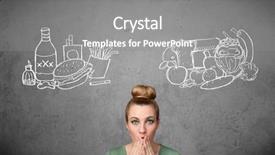  Presentation with healthy food - Amazing slide deck having healthy and unhealthy food backdrop and a gray colored foreground