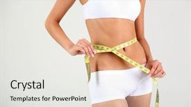  Presentation with slim body - Beautiful PPT theme featuring healthy body - slim girl with centimeter backdrop and a white colored foreground