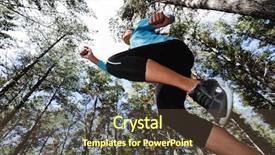 Presentation with trail - Presentation theme having healthy body - trail running jump fitness woman background and a tawny brown colored foreground