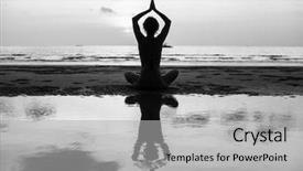  Presentation with yoga and meditation - Colorful PPT theme enhanced with healthy body - yoga silhouette woman doing meditation backdrop and a light gray colored foreground