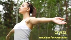  Presentation with woman sport - Theme with healthy body - young woman doing sport outdoors background and a tawny brown colored foreground