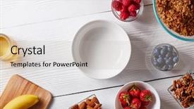  Presentation with granola - Slide deck featuring healthy breakfast - granola nuts background and a light gray colored foreground