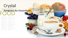  Presentation with health diet - Cool new slide deck with healthy breakfast - yogurt coffee muesli backdrop and a lemonade colored foreground