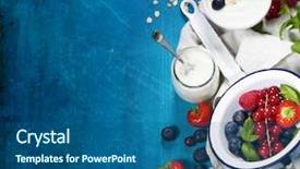  Presentation with muesli - Theme enhanced with healthy breakfast - yogurt with muesli background and a ocean colored foreground