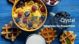  Presentation with wafers - Colorful theme enhanced with healthy breakfast corn flakes backdrop and a ocean colored foreground