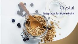  Presentation with health diet - Colorful slide set enhanced with healthy-breakfast-muesli-and-berries backdrop and a sky blue colored foreground