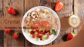  Presentation with muesli - Presentation featuring healthy-breakfast-muesli-yogurt background and a coral colored foreground