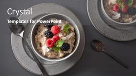  Presentation with blackberry - PPT layouts enhanced with healthy breakfast oatmeal porridge with raspberry blackberry background and a gray colored foreground