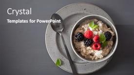  Presentation with blackberry - Beautiful PPT theme featuring healthy breakfast oatmeal porridge with raspberry blackberry backdrop and a gray colored foreground
