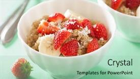 Presentation with flakes cereal - Presentation theme having healthy breakfast quinoa with strawberry background and a mint green colored foreground