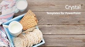  Presentation with healthy breakfast - Amazing PPT theme having healthy breakfast set with milk backdrop and a coral colored foreground