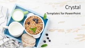  Presentation with healthy breakfast - PPT layouts featuring healthy breakfast set with muesli background and a white colored foreground