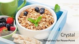  Presentation with healthy breakfast - Presentation theme enhanced with healthy breakfast set with muesli background and a lemonade colored foreground