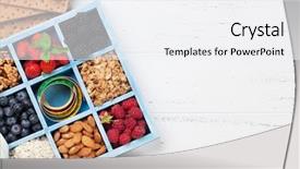  Presentation with nuts milk - Cool new PPT layouts with healthy breakfast set with muesli backdrop and a white colored foreground