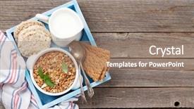  Presentation with muesli - PPT theme enhanced with healthy breakfast set with muesli background and a coral colored foreground