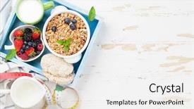  Presentation with muesli - Slide set with healthy breakfast set with muesli background and a  colored foreground