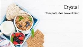  Presentation with healthy breakfast - Presentation having healthy breakfast set with muesli background and a white colored foreground