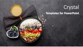  Presentation with healthy breakfast - Beautiful slide set featuring healthy-breakfast-with-bowl backdrop and a dark gray colored foreground