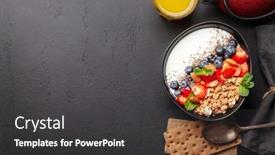  Presentation with healthy breakfast - Audience pleasing theme consisting of healthy-breakfast-with-bowl backdrop and a dark gray colored foreground