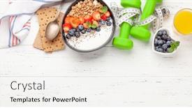  Presentation with healthy breakfast - Amazing presentation design having healthy-breakfast-with-bowl backdrop and a sky blue colored foreground