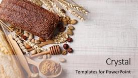  Presentation with brunch breakfast buffet healthy continental - Beautiful theme featuring healthy breakfast with bread honey backdrop and a soft green colored foreground