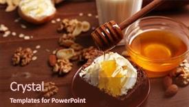  Presentation with healthy breakfast - Audience pleasing PPT layouts consisting of healthy breakfast with bread honey backdrop and a tawny brown colored foreground