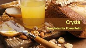 Presentation with healthy breakfast - PPT theme consisting of healthy breakfast with bread honey nuts country breakfast concept background and a tawny brown colored foreground