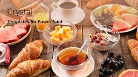  Presentation with muesli - Theme having healthy-breakfast-with-coffee-tea background and a coral colored foreground