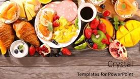  Presentation with croissant - PPT layouts having healthy-breakfast-with-egg-toast background and a coral colored foreground