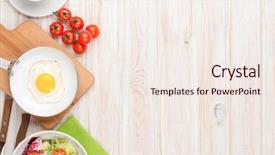  Presentation with healthy breakfast - PPT layouts enhanced with healthy breakfast with fried egg background and a sky blue colored foreground