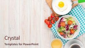  Presentation with white healthy food - Audience pleasing PPT layouts consisting of healthy breakfast with fried egg backdrop and a lemonade colored foreground