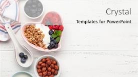  Presentation with granola - Presentation having healthy-breakfast-with-homemade-granola background and a white colored foreground